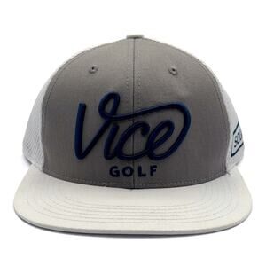 Vice Golf Squad Snapback Hat Gray White Navy Mesh Trucker Cap Flat Bill